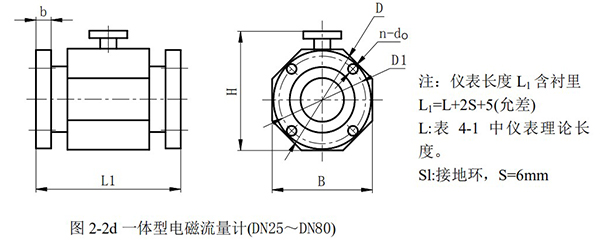 管道电磁流量计外形尺寸图二